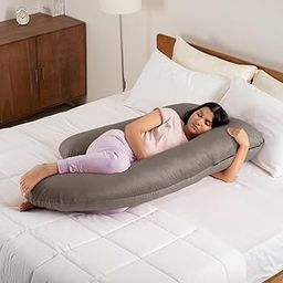Wakefit Pregnancy Pillow | 3 Month Warranty | G-Shape, Maternity Pillows for Pregnancy Sleeping, Pregnancy Pillow for Women with Ergonomic Design, Washable Velvet Cover - Charcoal Grey-image-97