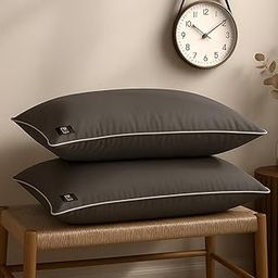 THE WOOD WHITE Grey Pillow Set of 2 with Extra Silver Edge & Soft Microfibre Plush Filling in 41 x 61 Cm | 16" x 24" Inch-10