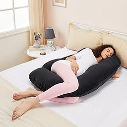 Amazon basics Full Body Pregnancy Pillow for Maternity,Baby Nursing,Full Body Support-Abdomen,Hip,Spine,Neck&Leg Support Cushion| Perfect Baby Shower Gift |J-Shaped-Washable Cover with Zip - Black-image-37