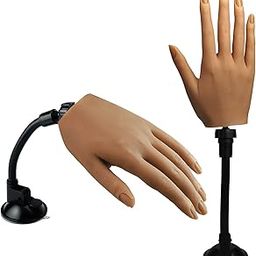 Silicone Practice Hand for Acrylic Nails, Flexible Bendable Female Mannequin Life Size Practice Hand with Stand for Nails Practice Nail Art Tools (Right hand)-picture-52