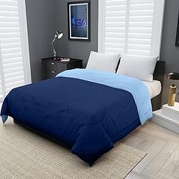 KEA Microfibre Reversible Double Bed King Size Comforter/Duvet for All Weather (Nevy Blue & Sky Blue, 250GSM)|Comforter Double-6