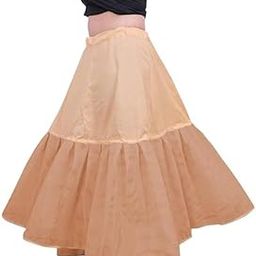 Women's Cancan Hoop Less Underskirt Petticoat Wedding Crinoline Volume Extension for Lehenga, Gown and Floor Length Skirt Free Size Waist with Adjustable Length Beige Color-image-34