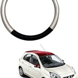 MATIES Leatherite Car Tyre Steering Cover for Nissan Micra Silver Black-image-27