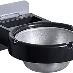 SIYANSHU Stainless Steel Wall-Mounted Ashtray, Garden Ashtray Weed for Outside, Ash Holder for Smokeless, Wind Cool Ashtray Mold, Cigarette Ashtray for Outdoor Use (Pack Of-1, Black)-image-2