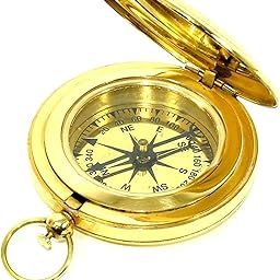 Brass Pocket Compass 2 Inch Vintage Nautical Maritime Compass Push-Open Solid Brass Decorative with Golden Polished-picture-18