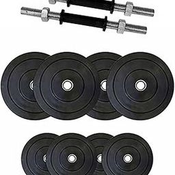 YS Home Gym Combo, 16kg Rubber Weight Plates & Solid Dumbbell Rod, Black-picture-22