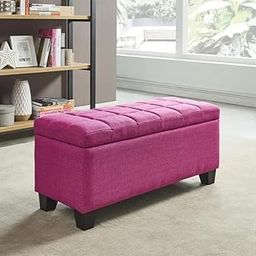LEGACY OF COMFORT Pimentel Ottoman with Storage Polyster Upholstered Storage Bench Sofa Bench Sofa couches Ottoman Bench Chaise Lounger Pouffe for Living Room Bedroom Office (Pink)-image-62