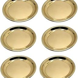 STREET MART Traditional Design Handmade Pooja Diya Plate/Pital Thali for Puja harathi Aarti thali Ceremony Articles Small Bhog/Prasad Prasadam Prashad Thali Brass Size 6.5 cm Set of 6 Pcs.-image-89