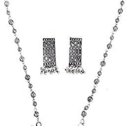 Latest Stylish Traditional Oxidised Silver Necklace Jewellery Set for Women (13102s)-image-85