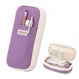 Voroly Polyester Pencil Pouch for Boys, Girls - School College Students Stationery Pen Holder Pouches (Purple)-image-89