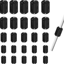 Solaradgy 25Pcs Clip-on Ferrite Core Bead Rings EMI/RFI Noise Suppressor for 3.5mm/ 5mm/ 7mm/ 9mm/ 13mm Diameter Cable, Black-image-61