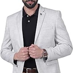 Men's Checkered Notched Lapel Collar Single Breasted Casual Blazer (P_MBZC00084)-image-2