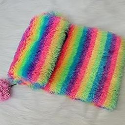 Yo Comfort Unstitched Super Soft Colorful Faux Fur Fabric Cloth Use for Making Soft Toys, Cushions, Dresses, Jackets, Decoration, Photoshoot, Home Furnishing Etc. (1M, Rainbow), Striped, Multicolor-image-17
