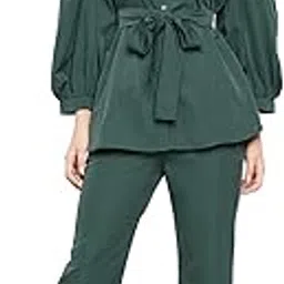 fashfun clothing Women's Crepe Co-Ord Set Green XS-picture-9
