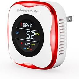 Carbon Monoxide Measuring Device with CO Concentration, Humidity, Temperature Function, Type-C Charging, High Precision, Portable, Gas Poisoning Alarm, For Sleeping in a Car or Camping, Black (Red)-image-34