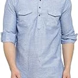 Light Blue Cotton Men's Pathani Kurta(XS to 7XL)-picture-44
