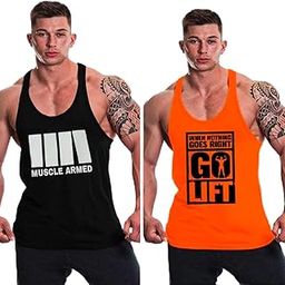 Men's Gym Vest - Sleeveless Shirt for Casual Wear, Gym, and Sports - Breathable and Comfortable, Lightweight, Easy Care | Colour: Black Orange | Material : Polyester Blend | Size M | Pack of 1-494-image-82