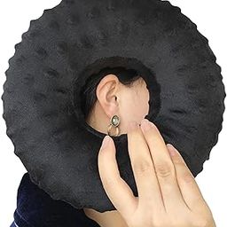 Piercing Pillow Ear Pillows Donut with Hole for Ear Pain CNH, Pain Relief Sleeping, Pressure Sore, Side Sleepers, Headphones Minky Dot Black-picture-15