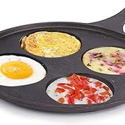 The Indus Valley Pre-Seasoned Cast Iron Uttapam Tawa | Induction Friendly | Naturally Nonstick, 100% Pure & Toxin-Free, No Chemical Coating (4 Pit, 27.5cm)-image-1