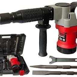 Inditrust 1300W 5.6kg Demolition Hammer Copper Armature with 2 chisels and a carrying box set Hex Chuck 70 mm Concrete Breaker with 6 MONTHS WARRANTY (RED)-8
