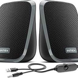 Intex IT-120 2.0 Channel Desktop Speaker with 10W Powerful Sound, USB Powered, 3.5mm Jack, in-Line Volume Control, Loud & Compact Design, Portable for Laptop, Computer, Mobile – Grey-21