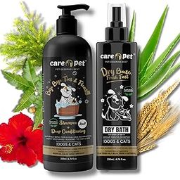 Careopet Tick & Flea Dog Shampoo + Dry Bath Spray | Neem, Aloe, Tea Tree, Oatmeal | Anti-Tick, Anti-Itch, Waterless Bath Combo | Safe to Lick | Natural Grooming for Dogs & Cats-image-10