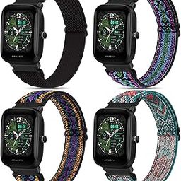 Cloth Band for Amazfit Bip U Pro/ Bip U/ Bip S/ Bip Lite/ Bip S Lite/ Bip 3/Bip 3 Pro/Amazfit GTR 42 mm, 20mm Soft Stretchy Quick-Release Nylon Bracelet, 4 Pack Adjustable Elastic Wristband for Woman Man-image-20