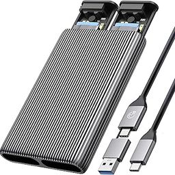 ORICO Dual M.2 NVMe SSD Enclosure Aluminum USB3.2 Gen2 10Gbps, M.2 Type-C Docking Station for PCIe M-Key, B&M Key 2230/2242/2260/2280 SSD, Tool-Free, Up to 4TB-1
