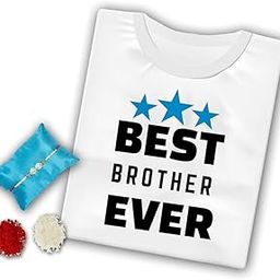 Rakhi Gift Combo for Brother Includes Rakhi, Roli, Chawal and Printed T-Shirt-image-35