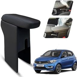 Carigiri Premium Finish Car Armrest with Storage Box And High Density Moulded Foam For Tata Tiago/Tiago Facelift/Tiago 2025 (Black With Black Double Stitching,Nappa Leatherette)-27