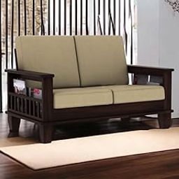 THE FURNITURE EMPORIUM Sheesham Wood 2 Seater Sofa for Home Living Room || Solid Wood 2-Person Sofas Without Small Cushion Furniture for Guest Room Office (Walnut Finish)-image-24