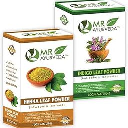 MR Ayurveda 100% Organic Indigo Powder and Bio Henna Powder | Natural Hair Care | No added Chemicals - Combo Pack (200 Grams)-image-17