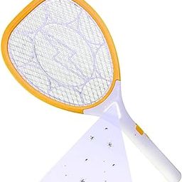 Electric Mosquito Swatter Racket, Battery Operated, White and Orange-image-62