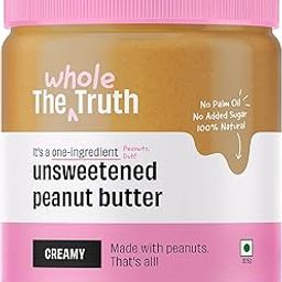 The Whole Truth - Unsweetened Peanut Butter | 325g | Creamy | No Added Sugar | No Artificial Sweeteners | No Gluten | No Preservatives | 100% Natural Protein Source-1