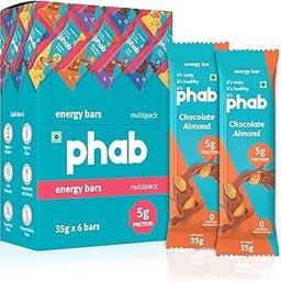 Phab Chocolate Almond 5g Protein Bar| Energy & nutrition | High Fibre & Gut-friendly | Sweetened with Honey,Trans Fat Free & No Preservatives | Loaded With 21% Nuts | Healthy & Tasty (Pack of 6 x 35g)-image-95