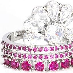 Rings For Women Rhodium Plated Pink American Diamond Ring Adjustable Finger Ring Stylish For Anniversary, Cocktail, Birthday for Women and Girls-image-40