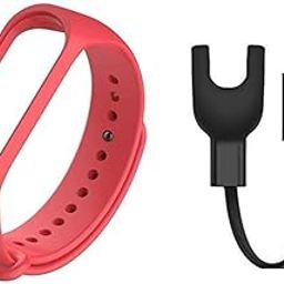 TechMount Combo Pack of Silicone Watch Band Strap and USB Charging Cable Adapter Compatible With Mi Band 3 Strap Charger Combo Pack-image-83