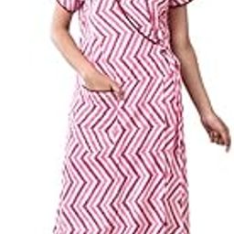 Women's Cotton Housecoat Maternity Nighty Robe Gown - Pink-picture-48