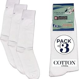 White School Socks for Girls, Boys, Kids & Men – All Sizes Available (Pack of 3) – Plain White Calf Length Uniform Socks – Heavy Elastic, Comfortable Fit-image-29