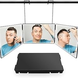 STAREWA 3 Way Mirror for Hair Cutting, Barber Mirror Self Cut, Self Haircut Mirror, 360 Mirror for Haircuts for Men with 10X MagnifyingMirror, Three Way Mirror-19