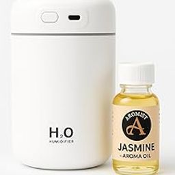 AROMIST Jasmine Fragrance Neon Humidifer | Cool Mist Diffuser with Compact Design | Suitable for Bedrooms, Living Spaces, or Work Desks (White)-17