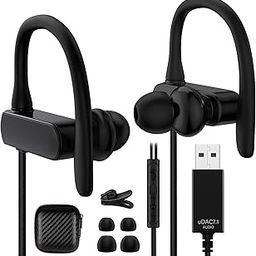 Computer Headphone, TITACUTE USB Earphones 2.5M 8.2FT Wired Earbuds with Microphone Mute Volume Control Noise Canceling Over Ear Hook PC Headset for MacBook Pro Chromebook Notebook Laptop Desktop Zoom-76