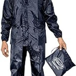 Waterproof Rain Jacket Long Sleeve Raincoat Nylon Fabric Men's Raincoat (Black & Blue)-picture-27