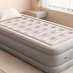 DERIKO Inflatable Bed - Inflatable Elevated Air Bed with Built in Pump, Soft Flocked Top, Ergonomic Support, Portable & Compact for Home, Travel, Camping & Guests (Single Bed)-image-56