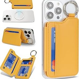 Cavor Magnetic Wallet for iPhone 16 Pro Max/15 Pro/14 Plus/13/12 Series,Compatible with MagSafe Wallet,Magnetic Card Holder with Adjustable Stand,iphone magsafe wallet-Yellow-picture-13