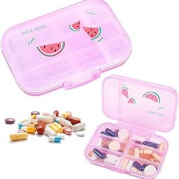 FunBlast Pill Medicine Organizer Storage Box with 8 Compartments - Daily Pill Box Holder, Portable Medicine Box Case with Separate Compartments, Tablet Container Box for Daily Medicines (Pink)-image-1