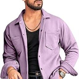 Mens Solid Collared Neck Full Sleeve Polyester Blend Fleece Shacket-image-33