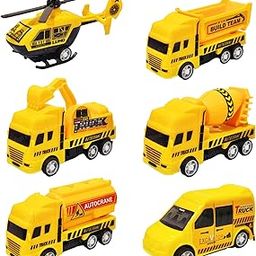 FunBlast Pull Back Vehicles Toy Truck Playset - Pack of 6, Construction Truck Toys, Mini Power Friction Trucks for 3+ Years Old Kids - Plastic, Multicolor-19