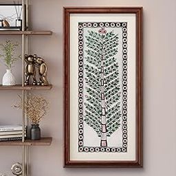 BHARAT ART BAZAAR | Handmade Tree of Life Madhubani Painting - Traditional Indian Folk Art Wall Decor | Handcrafted Home D�cor Wall Art (Handmade Artwork) | 12" x 24"-picture-2