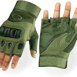 BADOWL Nylon Tactical Half-Finger Gloves for Sports, Hard Knuckle, Motorcycle Riding, Arm Shooting, Travelling, Camping and Hiking (Green, Free Size)-picture-14